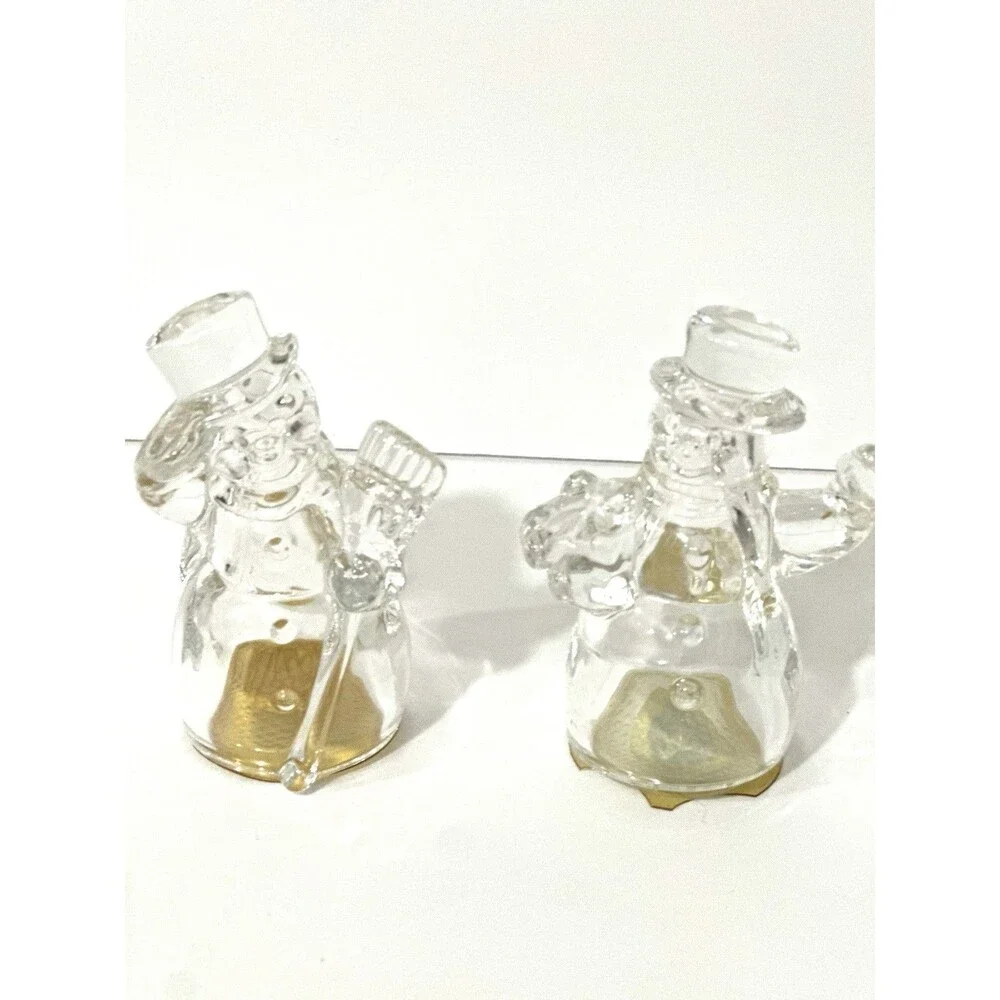 Lenox Fine Crystal Snowman Salt & Pepper Shakers Vintage Czech Republic Holiday